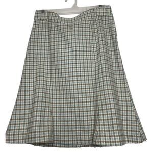 H&M Wool A-Line Knee Length Skirt Womens 6 Polka Dotted Academia Y2K Blue